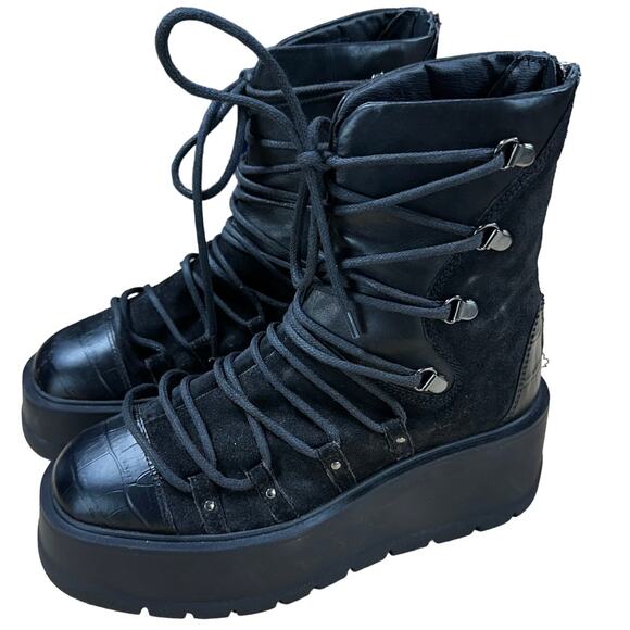 Free People Black Platform Ankle Boots - Picture 4 of 9